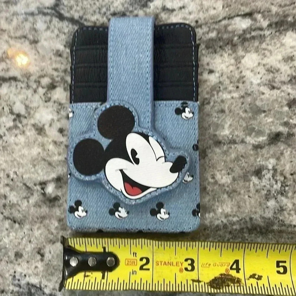 Disney Parks Mickey Mouse Denim Jean RFID Credit Card Holder Slim Wallet - Picture 7 of 7